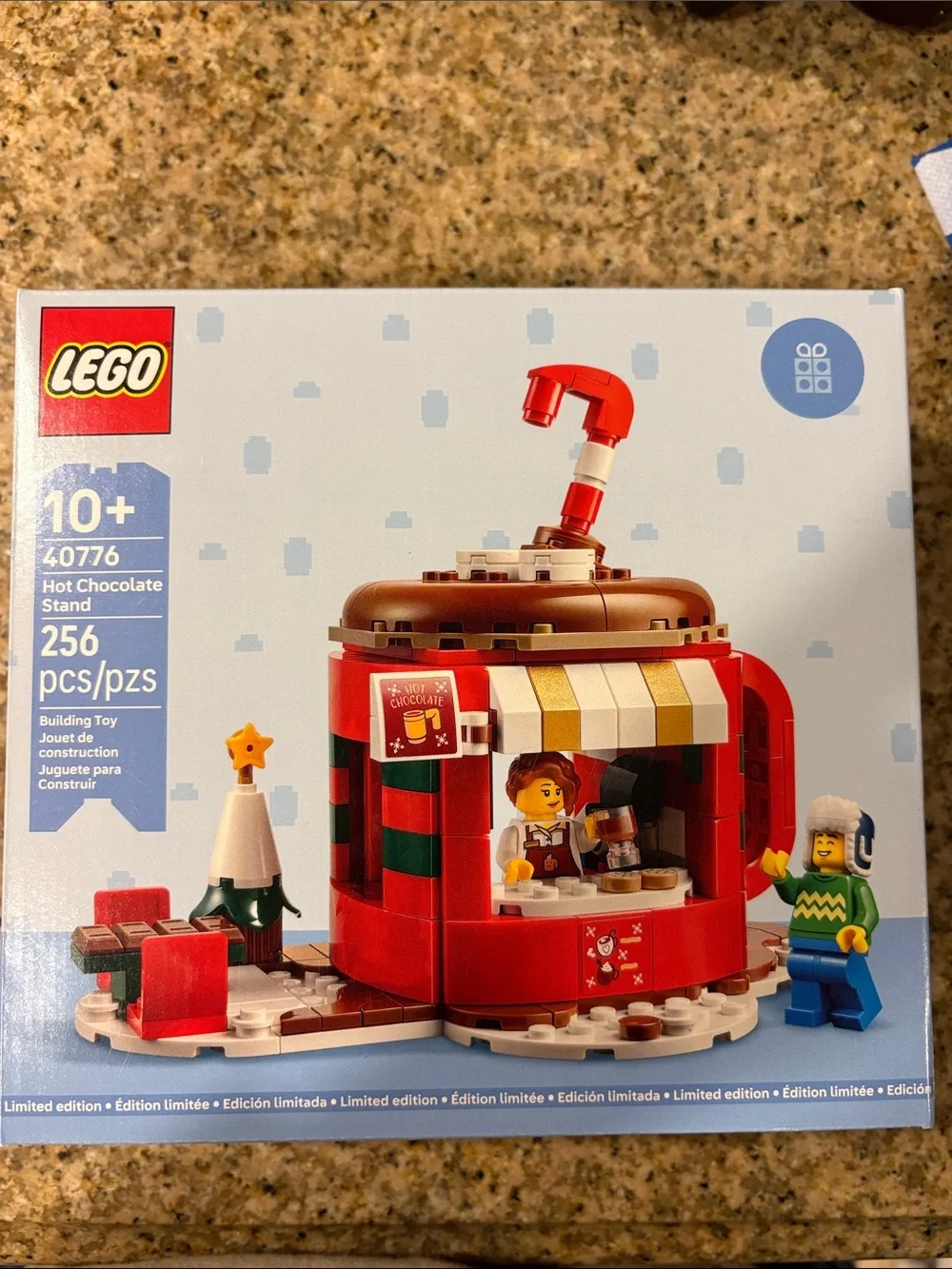 LEGO Hot Chocolate Stand Holiday Building Set. Ages 10+, 256 pieces.